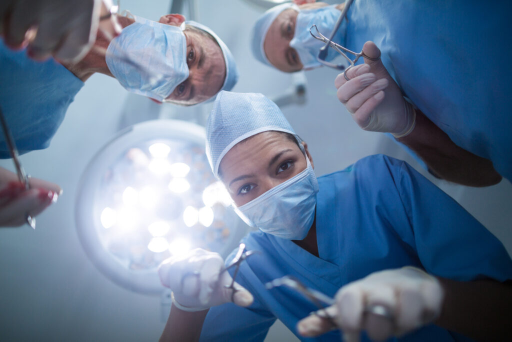 Surgical team performing a procedure